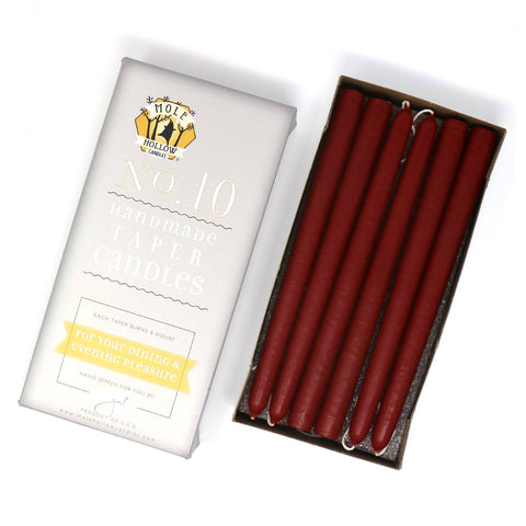 10" Hand Dipped Unscented Taper Candles