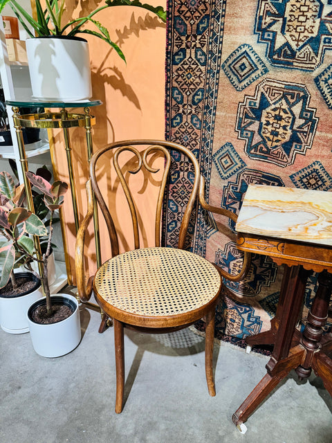 Vintage Bentwood Cane Armchairs - set of two