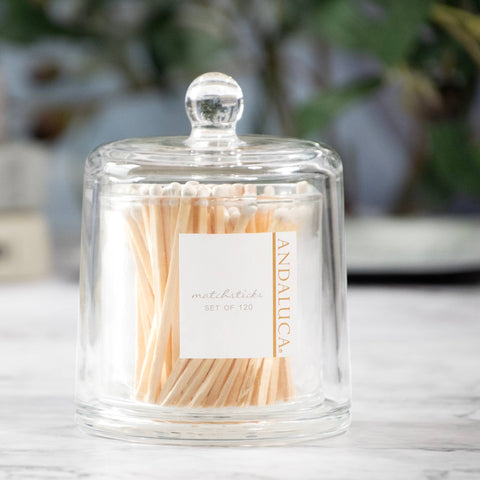 Glass Jar with Lid & White Matches