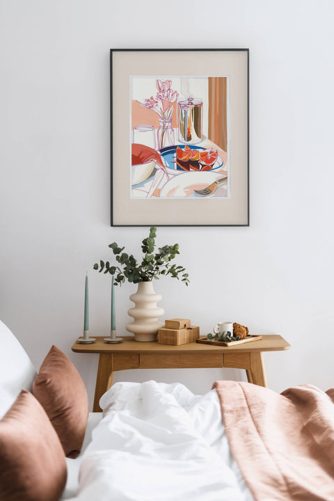 "Breakfast" Tulips and Coffee Print