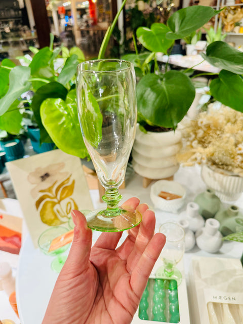 Vintage Champagne Glasses with Vaseline Stem