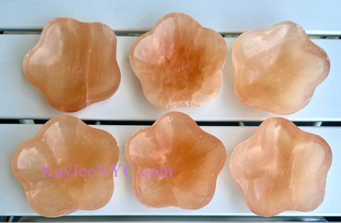 Peach Selenite Flower Bowls