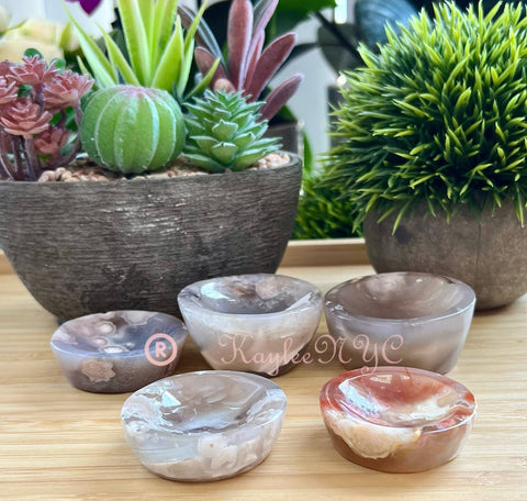 Flower Agate Crystal Bowls