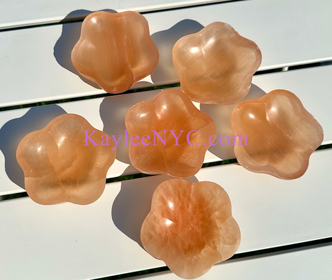 Peach Selenite Flower Bowls
