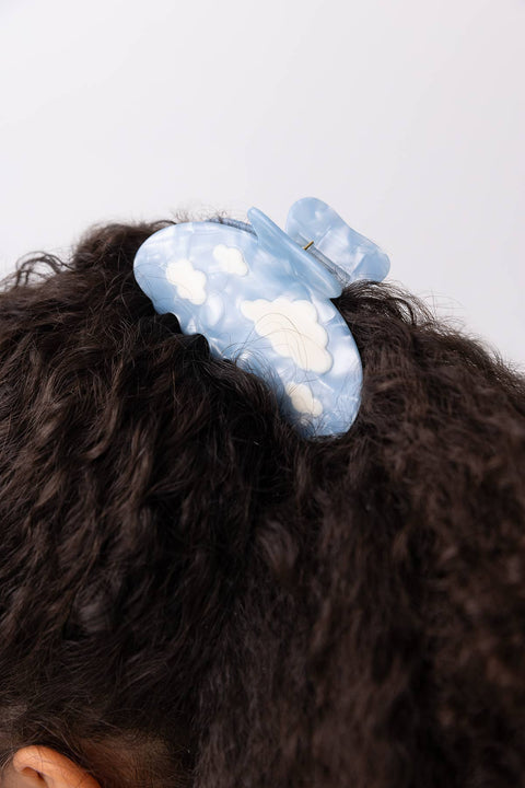 Sky Blue w/ White Clouds Hair Clip