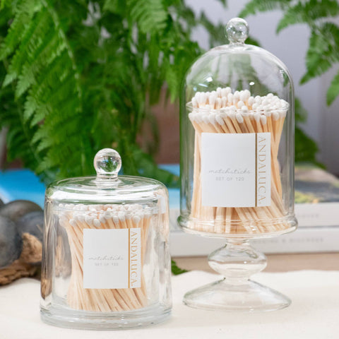 Tall Jar with Lid & White Matches