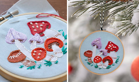 Holiday Decor: Mushroom Embroidered Ornament Kit