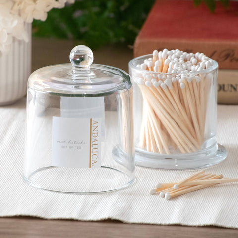 Glass Jar with Lid & White Matches
