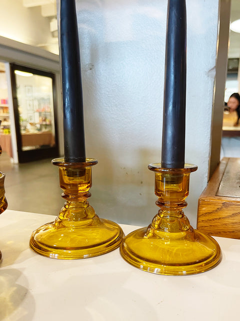 Vintage Amber Candlesticks