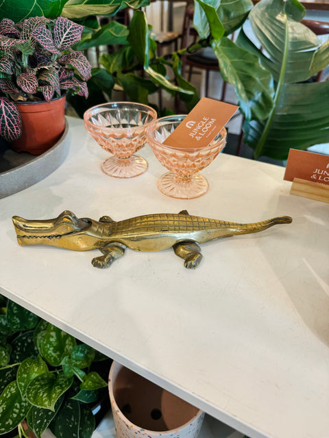 Vintage Brass Crocodile