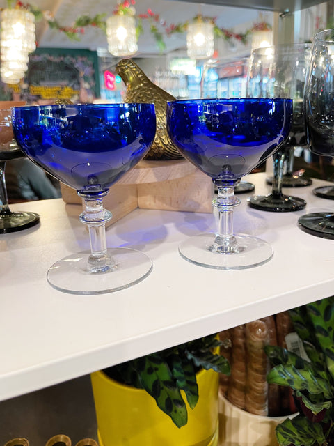 Vintage Morgantown Radiant Blue Champagne Glasses