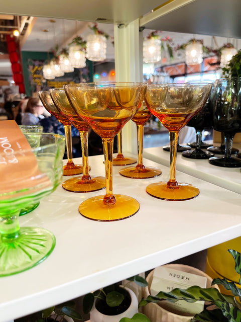 Vintage Amber Cordial Glasses