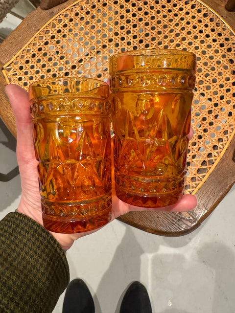 Vintage Indiana Glass Park Lane Amber Glasses