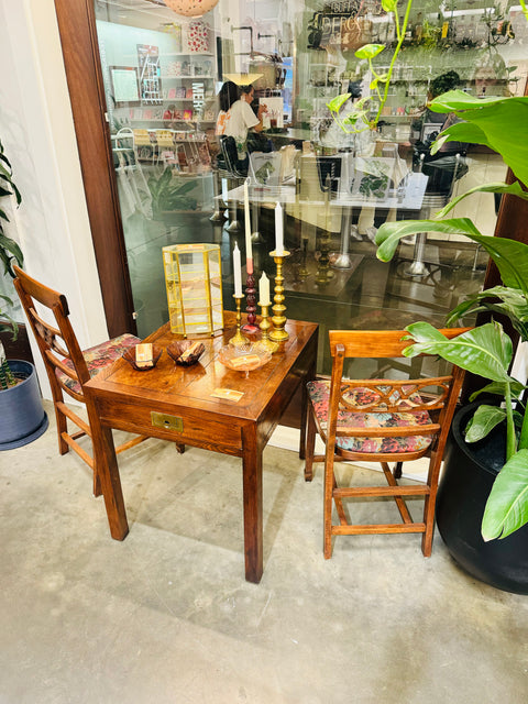 Vintage Campaign Walnut Furniture with Brass Hardware