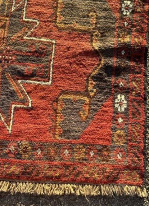 #128 Vintage Kazak Handmade Rug 3'9" x 6'2"