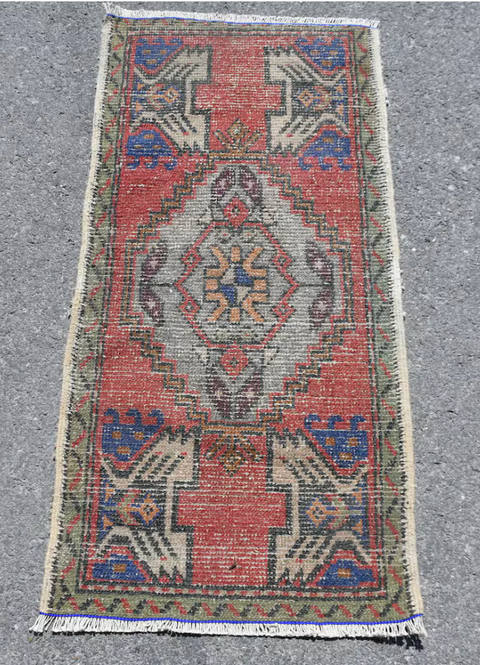 #6 Small Turkish Vintage Rug 21x42"