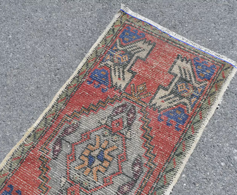 #6 Small Turkish Vintage Rug 21x42"