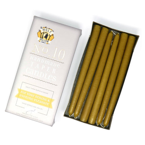 10" Hand Dipped Unscented Taper Candles