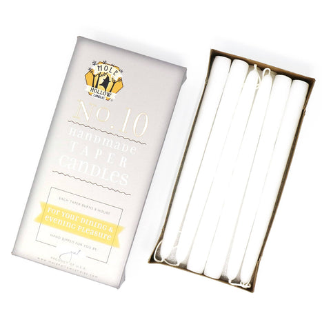 10" Hand Dipped Unscented Taper Candles