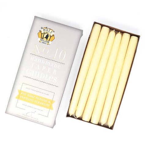 10" Hand Dipped Unscented Taper Candles