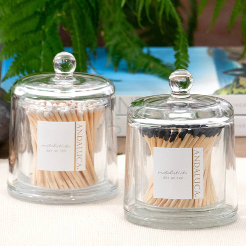 Glass Jar with Lid & White Matches