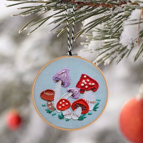 Holiday Decor: Mushroom Embroidered Ornament Kit