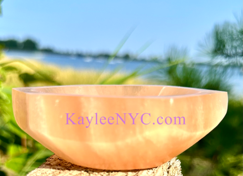 Peach Selenite Hexagon Bowls