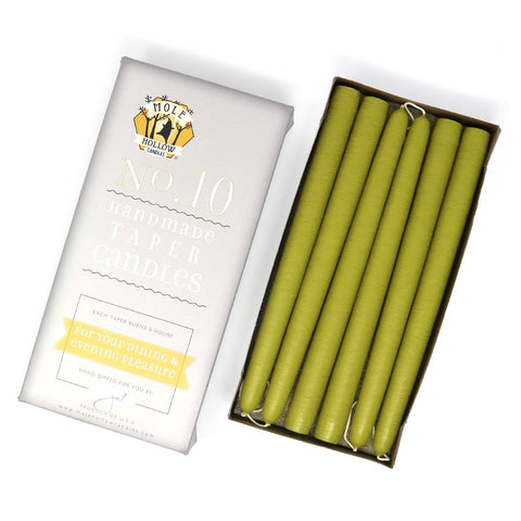 10" Hand Dipped Unscented Taper Candles