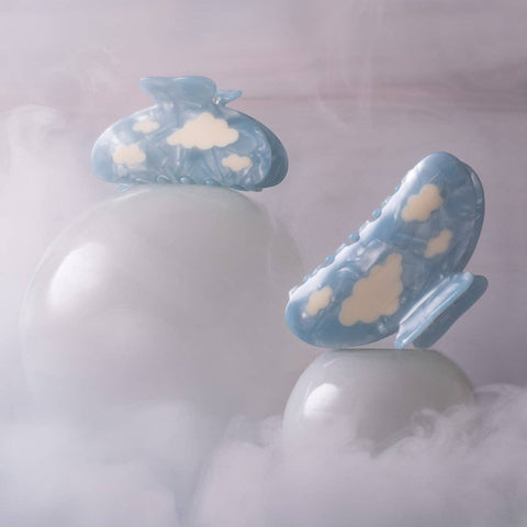 Sky Blue w/ White Clouds Hair Clip