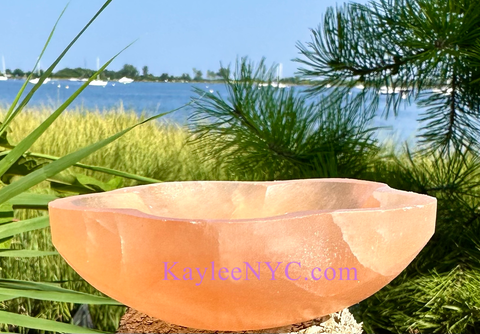 Peach Selenite Flower Bowls