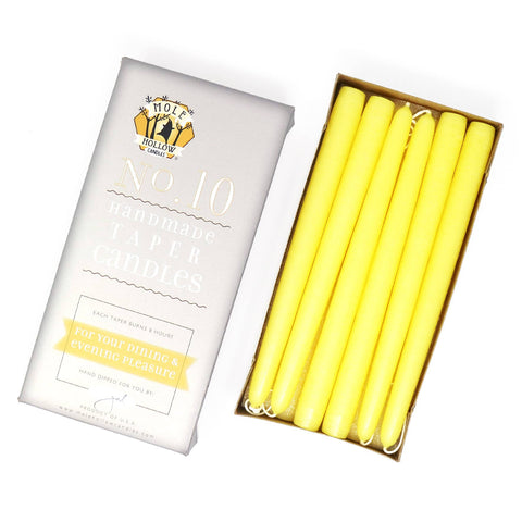 10" Hand Dipped Unscented Taper Candles