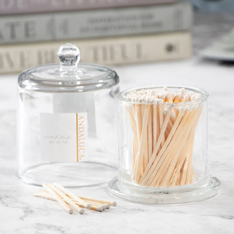 Glass Jar with Lid & White Matches