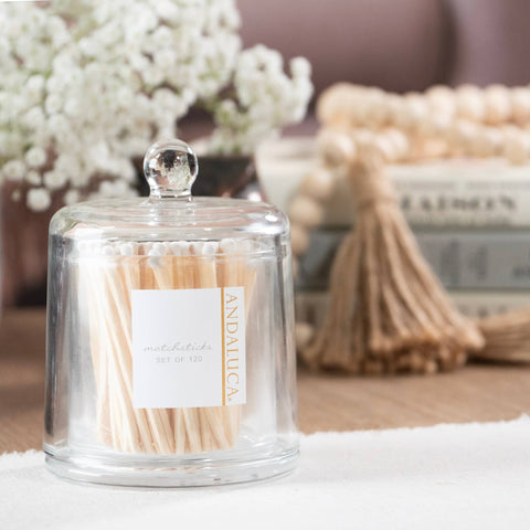 Glass Jar with Lid & White Matches