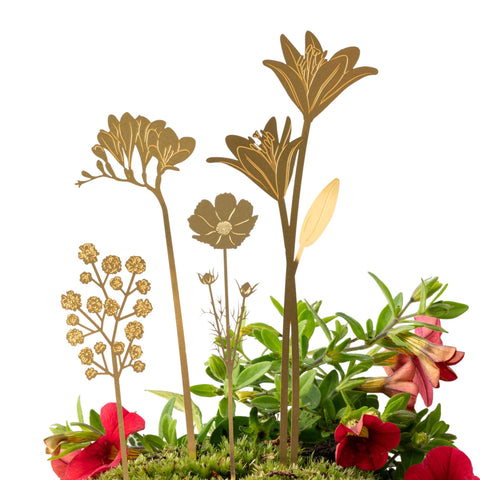 Brass Bloom Floral Bouquet Plant and Terrarium Decorations