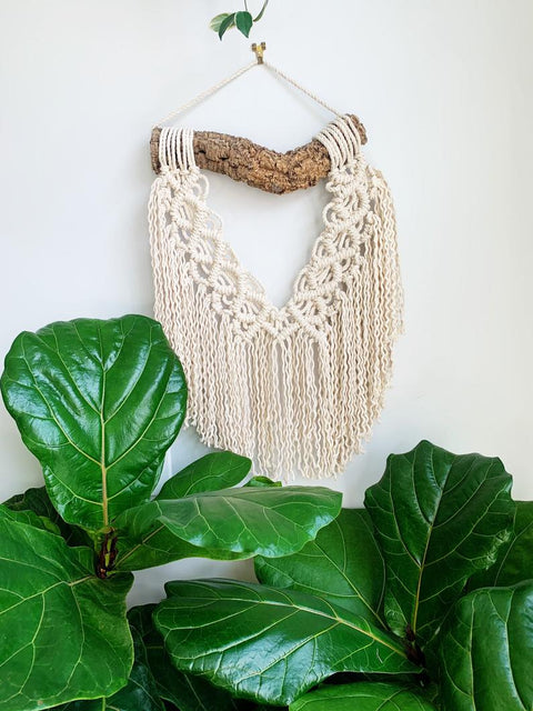 Wilder - Natural Macrame Wall Hanging with natural wooden dowel