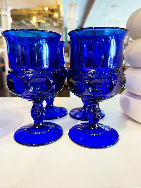 Vintage King Crown Royal Blue Glasses