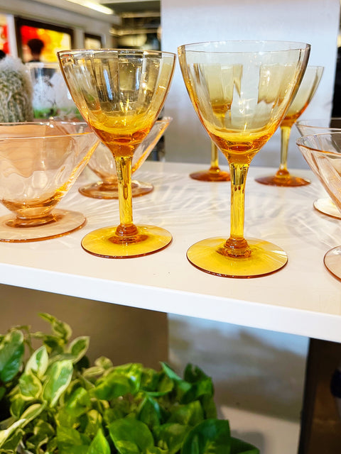 Vintage Amber Cordial Glasses