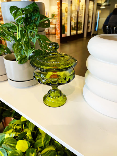 Vintage King Crown Pedestal Dish with Lid