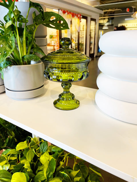 Vintage King Crown Pedestal Dish with Lid