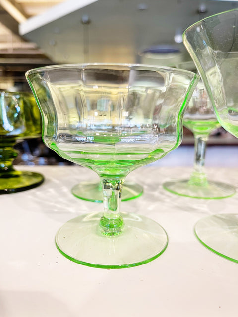 Vintage Tiffin Vaseline Glass Coupes