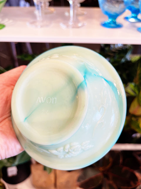 Vintage Avon Marbled Turquoise Pitcher in Bowl